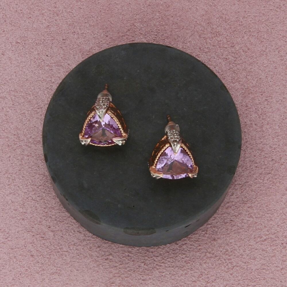 chuck clemency sterling silver rose gold plate pink tourmaline stud earrings
